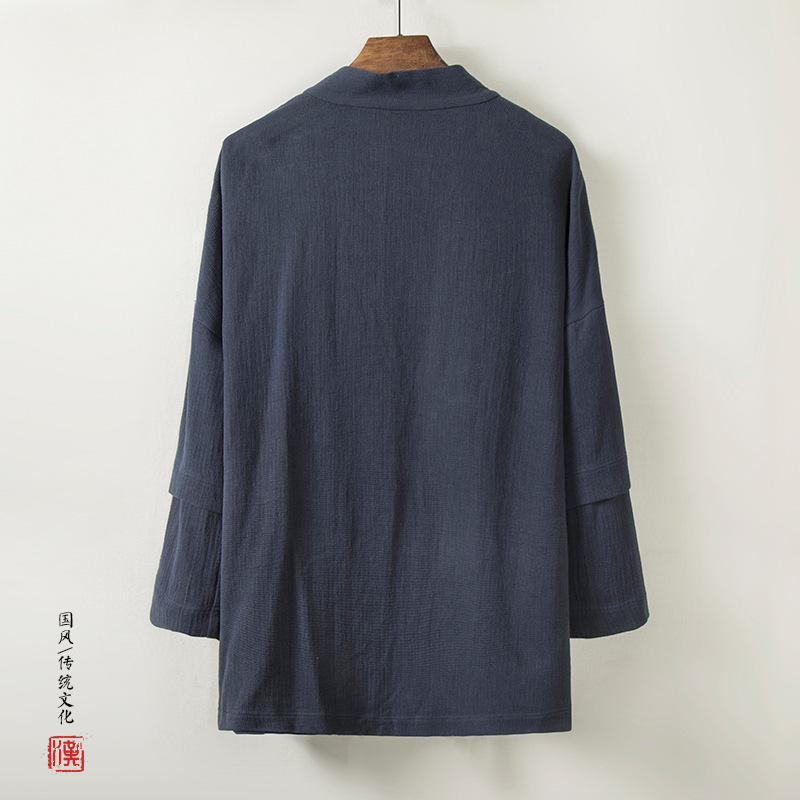 Spring and Summer 2023 New Chinese Style Men's Cotton Linen Modified Hanfu Men's Retro Casual Taoist Robe Jacket for Men