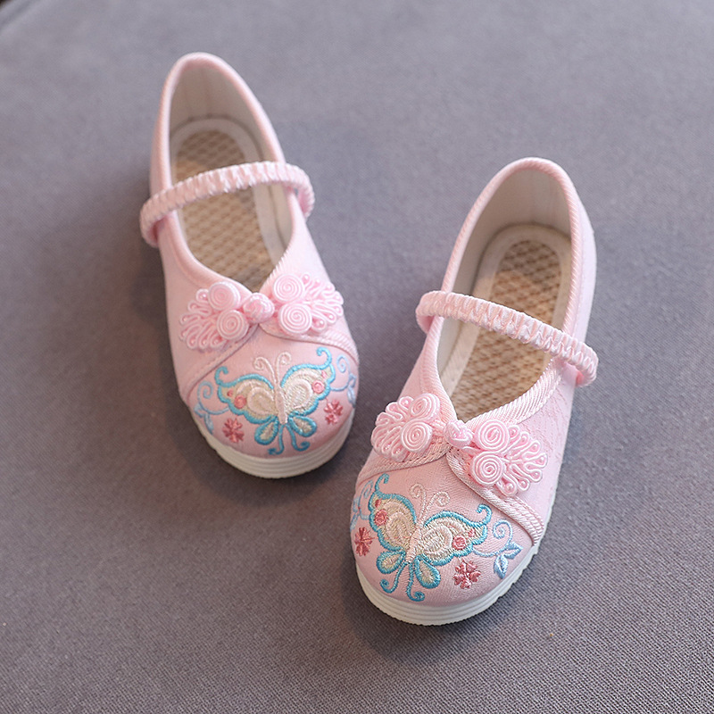 Hanfu shoes Children's ancient style embroidered shoes girls' Chinese style ancient costume shoes baby old Beijing cloth shoes factory direct sales