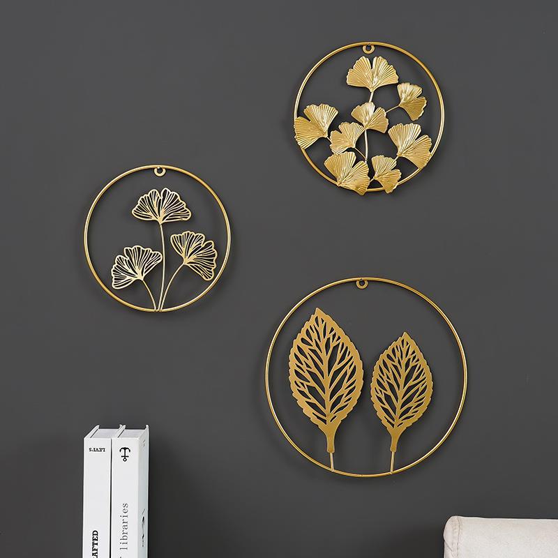 Nordic Golden Ginkgo Leaf Leaves Living Room Wall Hanging Wall Decorations Wall Decorative Creative Wall Hanging Punch-Free