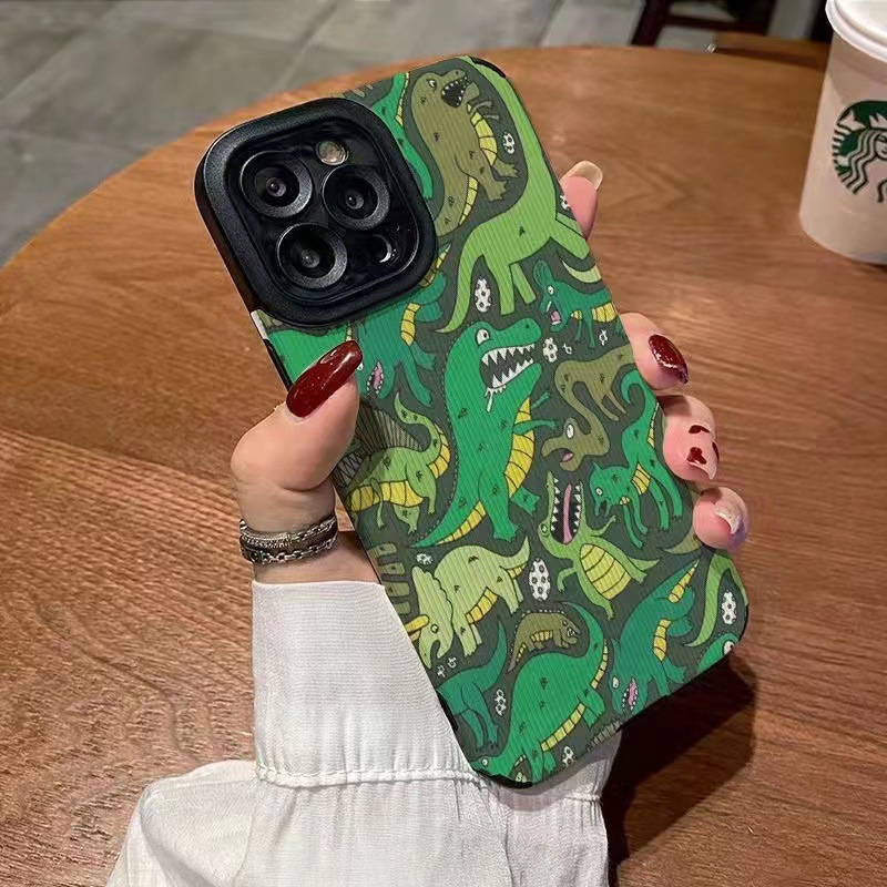 適用搞怪塗鴉恐龍iPhone12/13promax蘋果11手機殼xr軟8plus卡通
