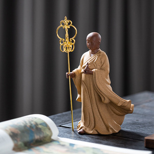 Chinese Zen Characters Ceramic Crafts Earth Tibetan King Bodhisattva Buddha Ornaments Home Living Room Antique Shelf Decorations