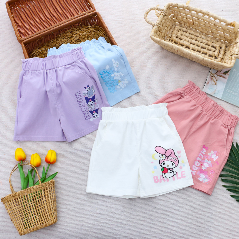 2024 girls shorts summer new children's clothing hot pants pants cartoon printing cute summer foreign trade a generation of hair