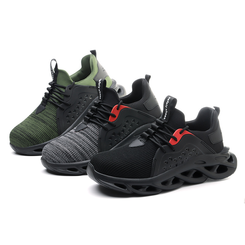 Cross-border flying woven surface wear-resistant labor protection shoes anti-smashing anti-piercing work shoes safety protection shoes manufacturers direct supply