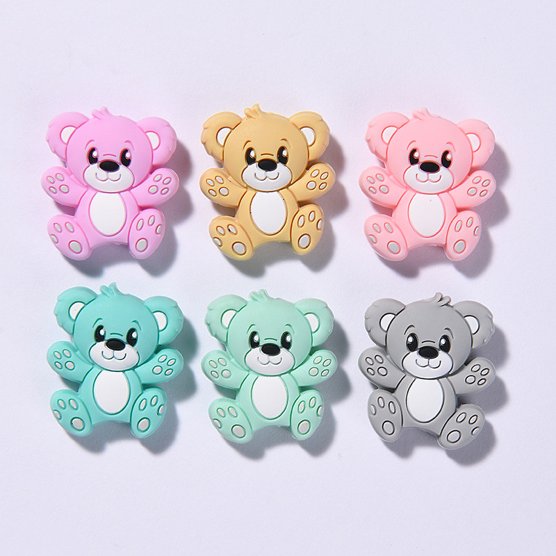 New amazon beads silicone bear baby creative pacifier chain accessories cartoon silicone beads wholesale diy