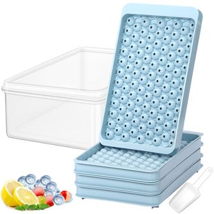 Amazon New 104 grid round plastic with lid frozen Vespa homemade ice hockey ice cube ice box mold