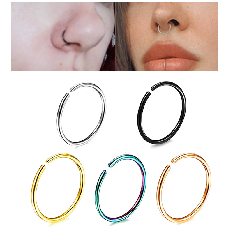 5/6 color seamless nose ring stainless steel lip ring nose nail European and American titanium steel breast ring simple nose clip jewelry manufacturers direct supply