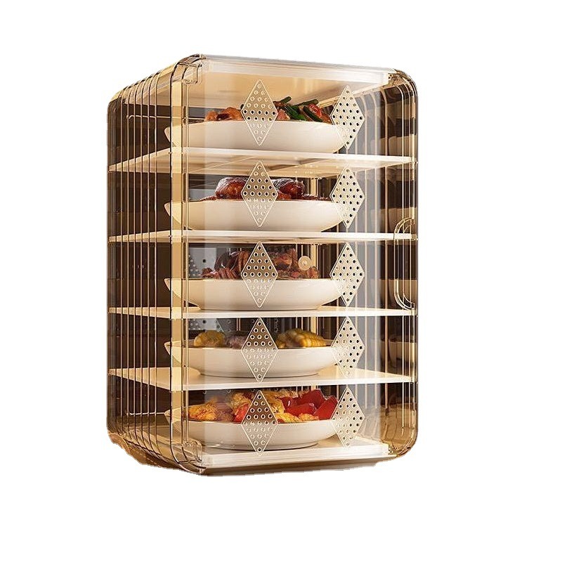夏の通気性野菜カバー軽贅沢プラスチック透明取り外し可能滑り止め防塵キッチンテーブル防蚊ハエ収納ボックス|undefined