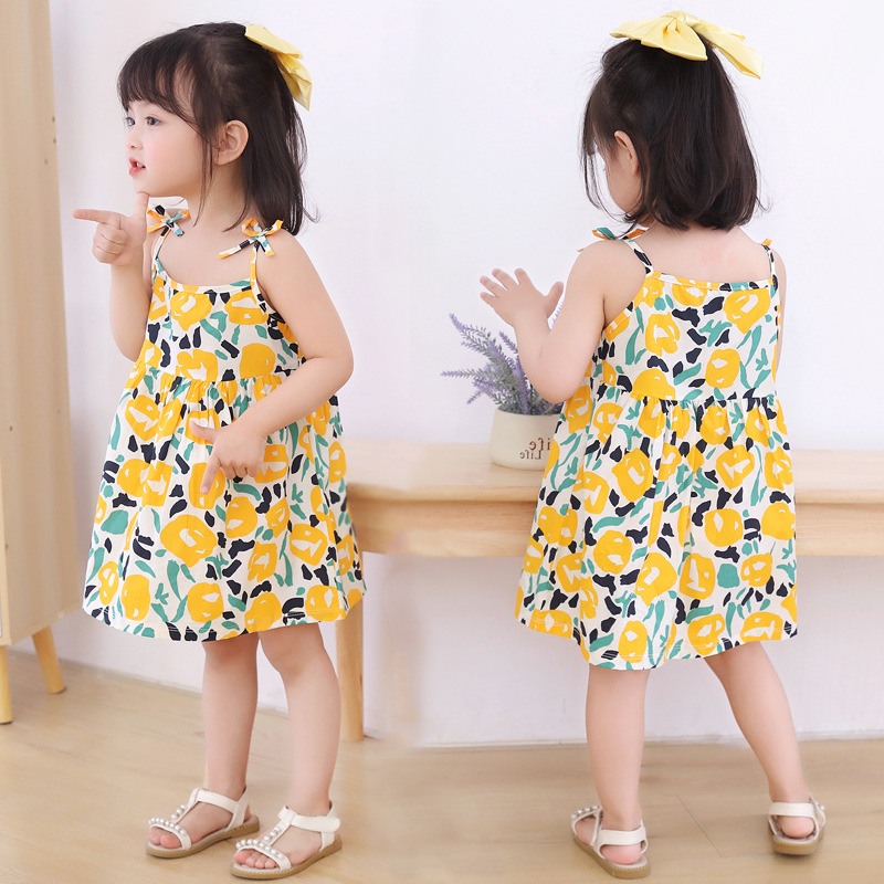 2025 Summer Girl's Skirt Children's Ins Style Princess Slip Skirt Girl's dress New Children's Dress Floral Dress