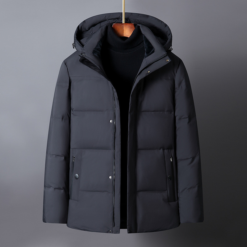 Cross-border wholesale New down jacket men's mid-length middle-aged white duck down thickened coat household foreign trade winter clothes trendy hooded