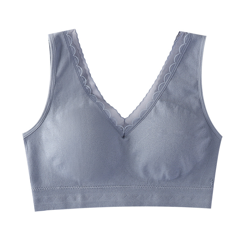 New Arrival Seamless V-Shaped Beautiful Back Wrapped Breast Tube Top Lace Side with Chest Pad Base Non-rimmed Sports Underwear Bra for Women