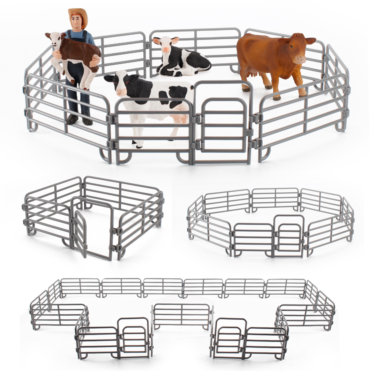 Cross-border simulation farm fence pasture fence combination children zoo sand table decoration accessories toys