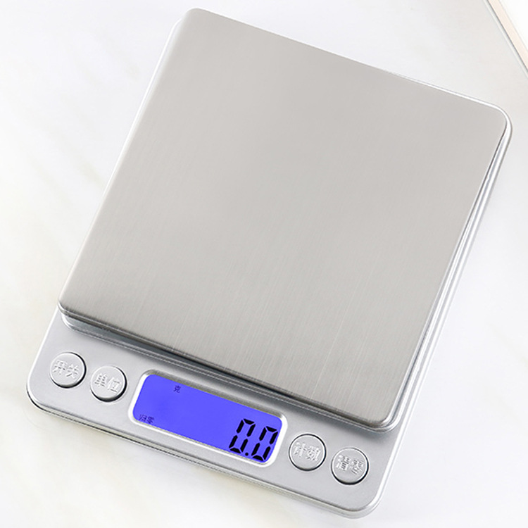 I2000 High Precision Jewelry Scale 0.01g Multifunctional Household Baking Food Kitchen Scale with Double Tray Electronic Scale