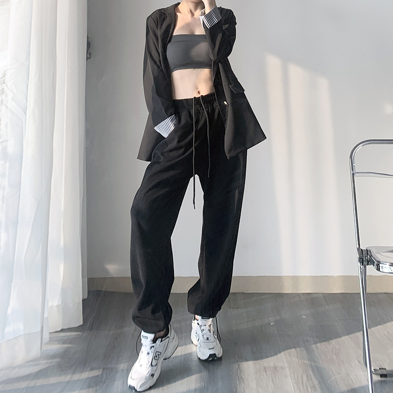 [Original Quality Rice] Spring and Autumn Loose Wide Leg Sports Pants Summer European and American ins Casual Pants Women's Fashion