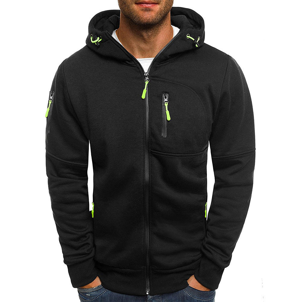Cross-Border New plus size men's autumn and winter sports fitness jacket casual arm zipper sweater cardigan hooded jacket