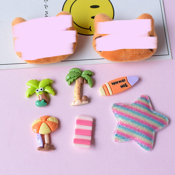 Hot sale Hawaiian black skin cat hole shoes accessories diy coconut tree resin wholesale pj1065