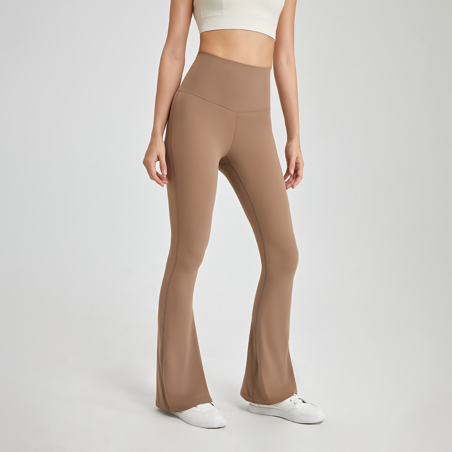 Nude high-elastic sports pants, yoga flared pants, tight-fitting, slimming, high-waisted, peach butt-lifting fitness pants, casual pants