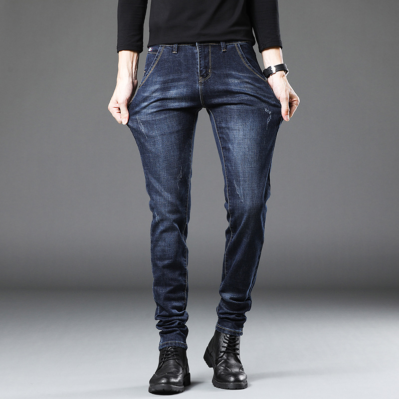Jeans Men's 2024 Spring and Autumn New Simple All-match Slim-fit Stretch Leggings Men's Korean-style High-end Casual Pants