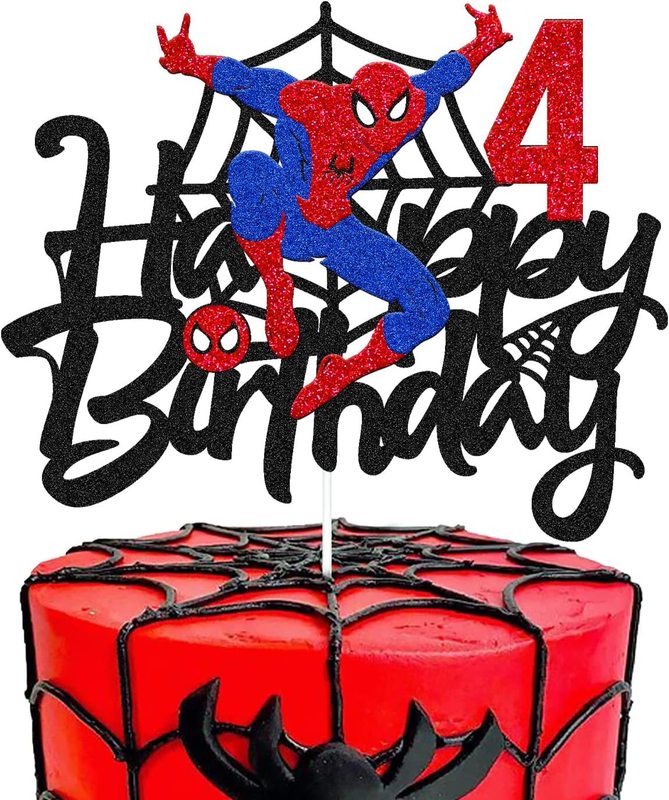 誕生日ケーキトッパー スパイダーマンがテーマのパーティーデコレーション ケーキフラッグ挿入 さまざまな機会に最適 誕生日パーティーなど|undefined