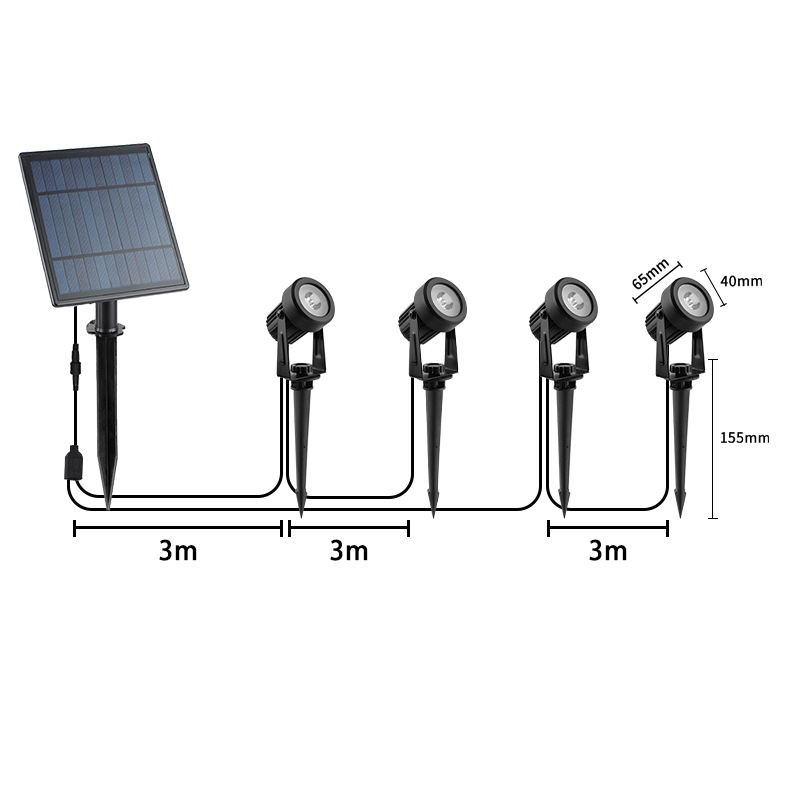 Cross-border new solar floor lamp spotlight outdoor super bright waterproof lawn lamp landscape garden courtyard lamp