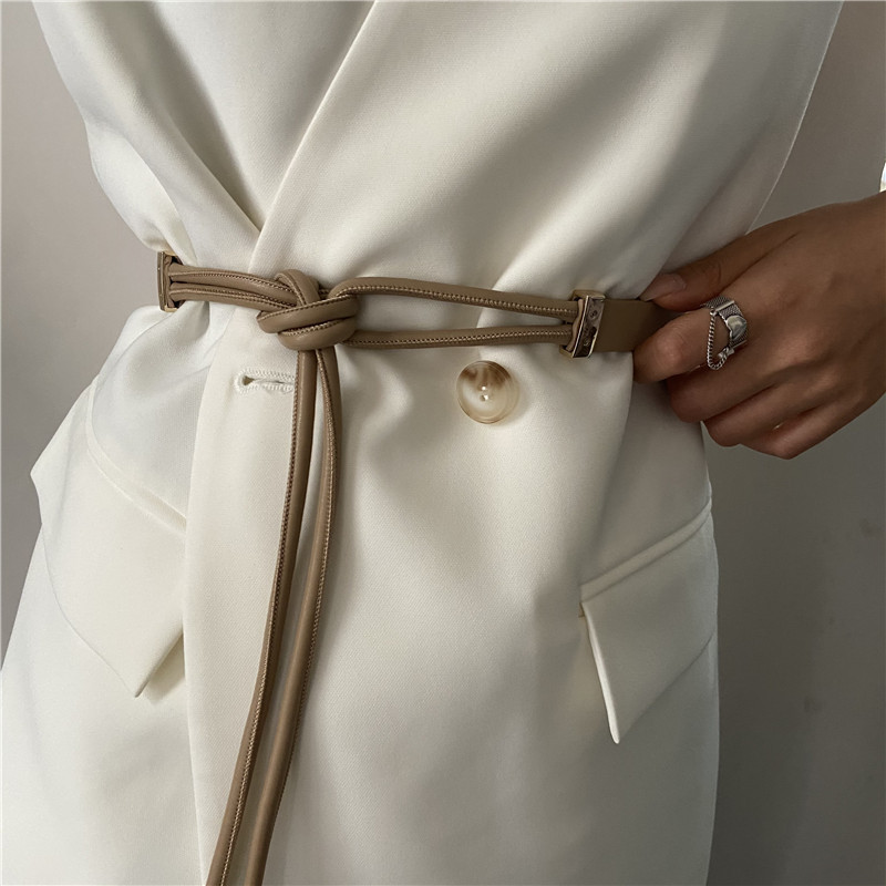 Thin belt Women's knotted decoration all-match Western Assembly dress tight waist fashion ins trendy summer Small Belt