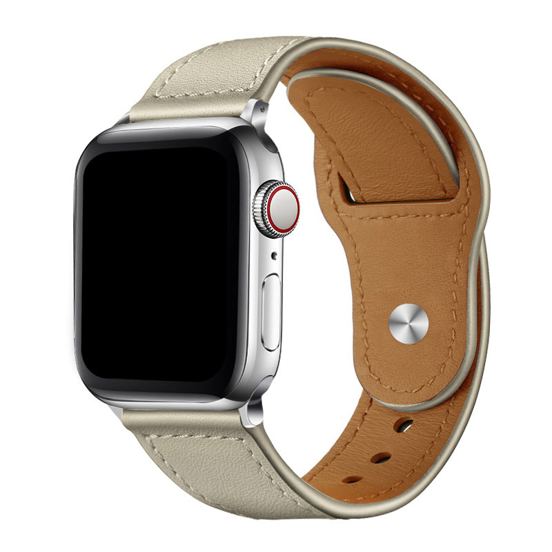 For Apple Watch applewatch9/8/7/se Retro Business Top Layer Leather iwatch Buckle Strap