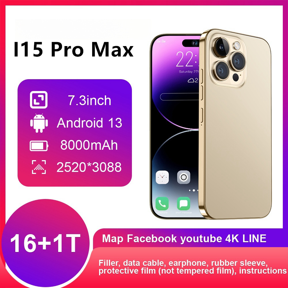 Cross-border mobile phone i15 ProMax 7.3 "smart Android phone (16 1T)13 million pixel 4G network