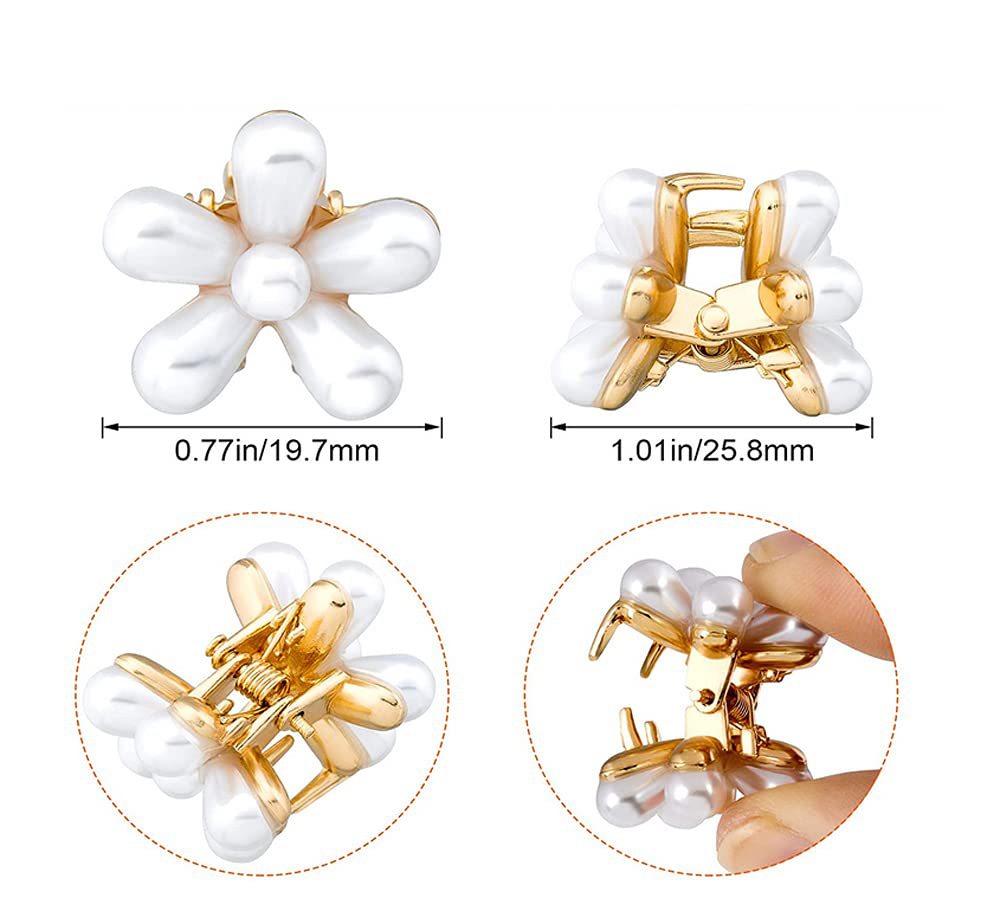 Amazon retro Pearl Flower small grab clip braid decorative small hairpin sweet hair accessories bangs clip