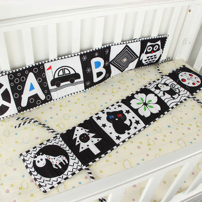 Children's black and white bed cloth book Baby bite early education fence pop-up book 0-1 years old baby educational toys cross border