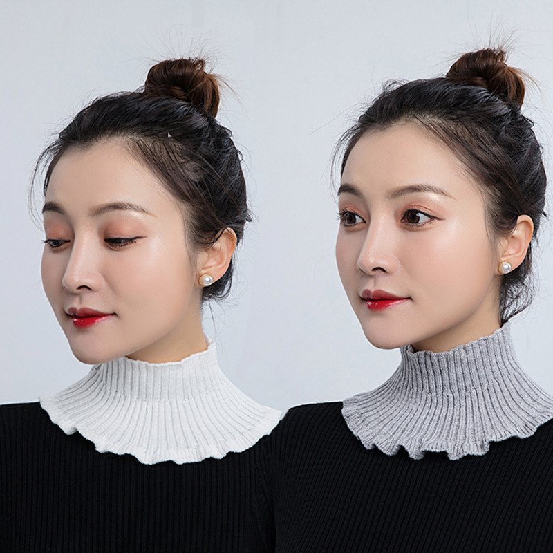 Spring Autumn and Winter Scarf Sweater Neck Protection Neck Sleeve Knitted Pullover Scarf Single Layer Middle Collar Thin Winter Holiday Collar