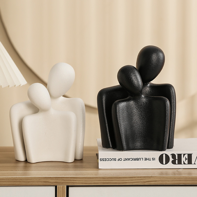 Couple ceramic ornaments modern simple living room bookcase home decoration lettering gift box manufacturers direct supply can be mixed batch