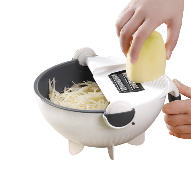 Vegetable Cutter Household Creative Hand Guard Scraper Double-Layer Kitchen Grater New Drain Basket Vegetable Cutter
