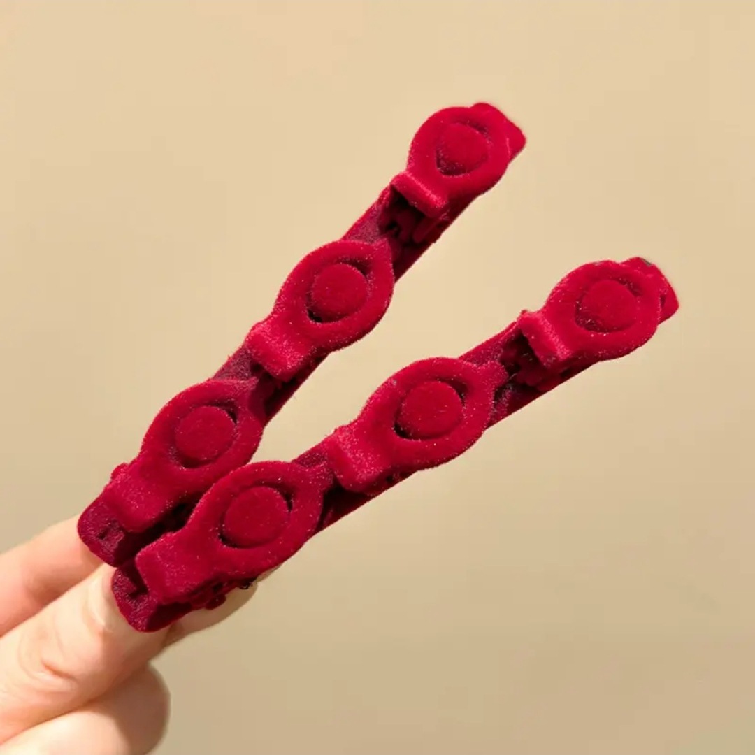 Lazy Double-layer Hair Clip Women's New Side Broken Hair Clip Front Head Bangs Flocking Side Clip High Cranial Top Clip Hair Accessories