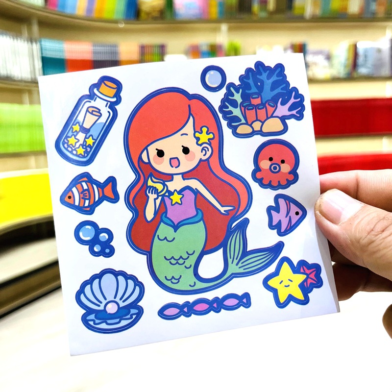 Korean cartoon ins cute hand account sticker waterproof sticker girl heart diy cup thermos cup decoration small sticker