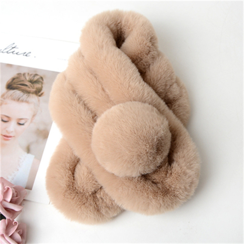 Imitation Rex Rabbit Fur Scarf Women's Autumn and Winter Neck Set Thickened Warm Three-Tube Scarf Imitation Wrasse Rabbit Fur Scarf