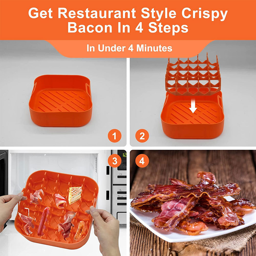 Air Fryer Silicone Pot Air Fryer Silicone Bacon tray bacon rack microwave Universal