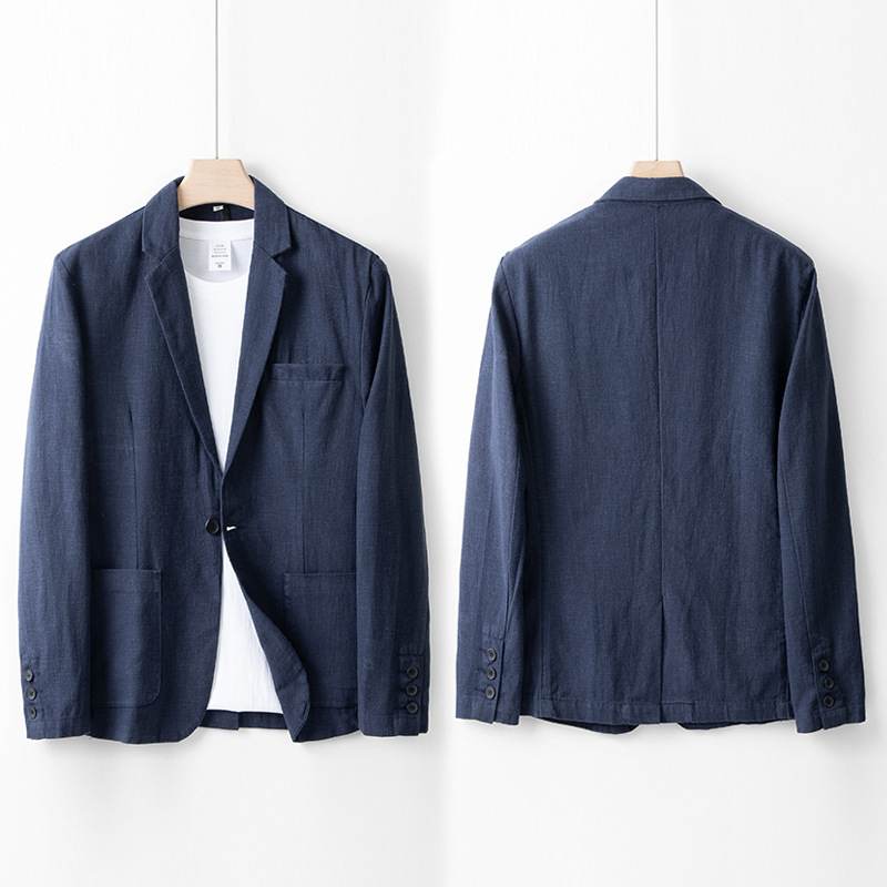 Spring and Autumn thickened linen cotton casual suit men's daily wear casual suit 502