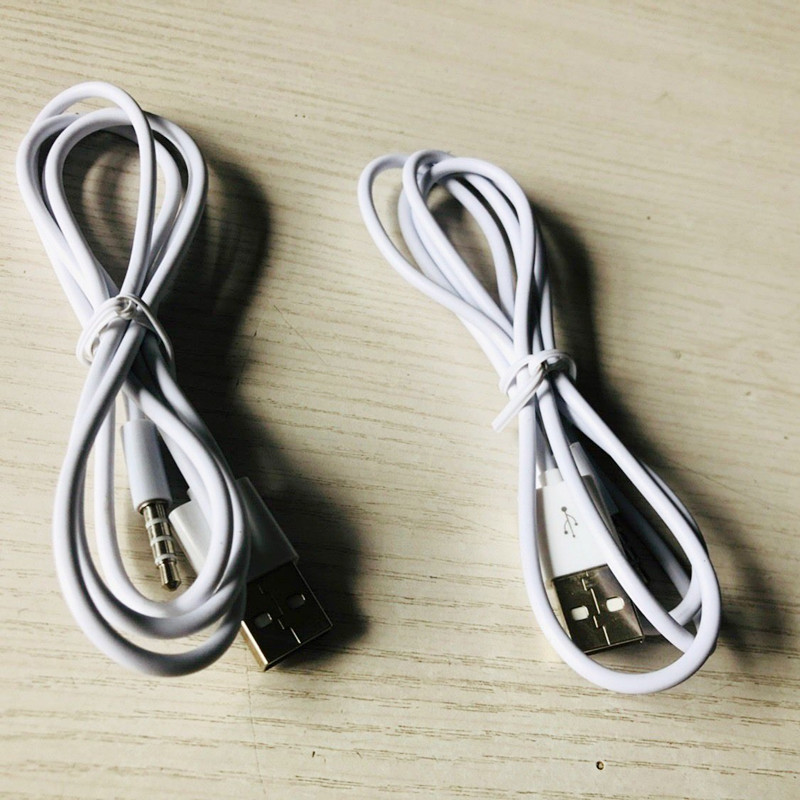 USB male to 3.5 audio adapter shuffle data cable charging cable Clip MP3 lengthened 1 M charging cable