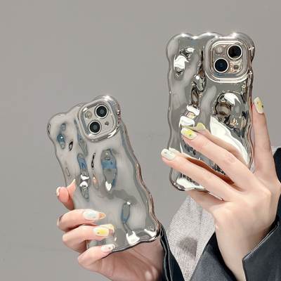 For iPhone16pro Max Apple 15 mobile phone case new electroplated bubble shell 14/13 high-level sense of personality