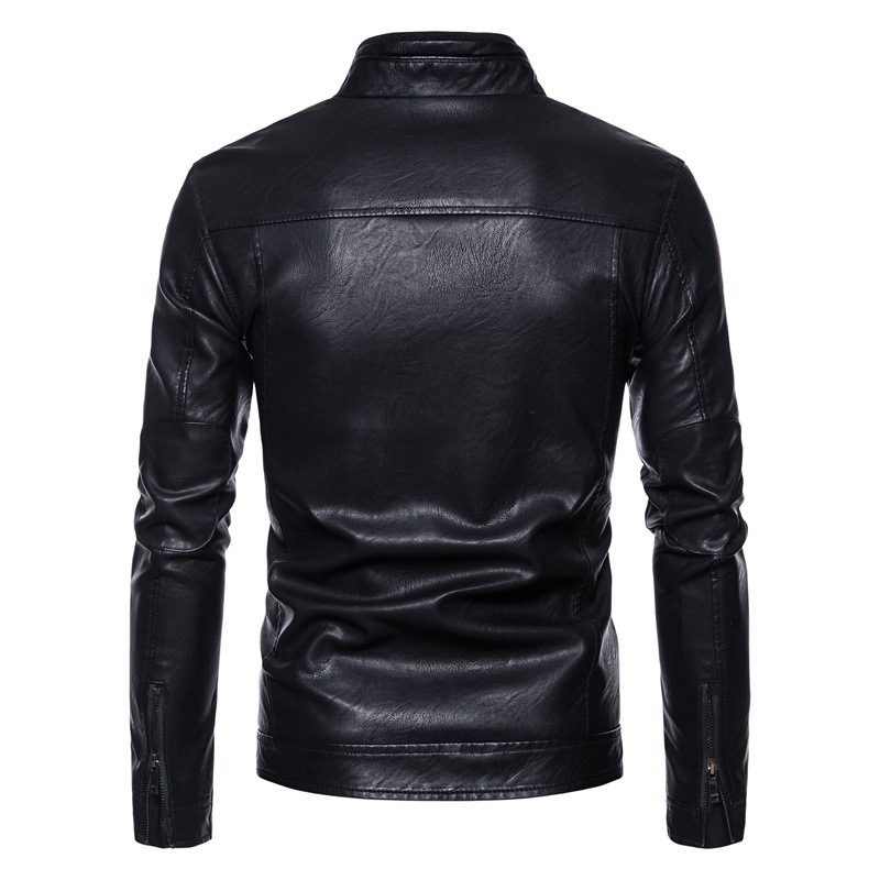 Cross-border Amazon Men's pu Leather Jacket Men's Trendy Teenager's Collar Punk Men's Motorcycle Leather Jacket