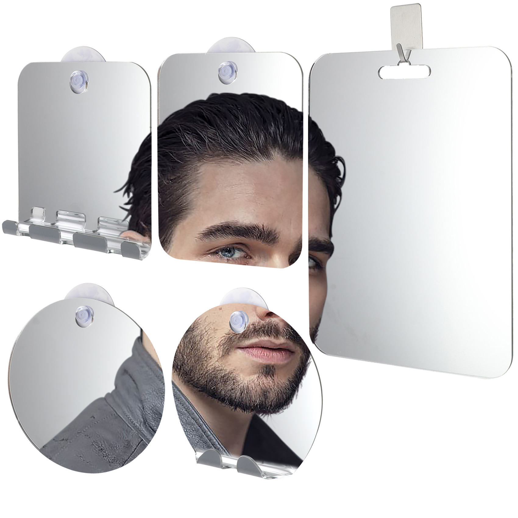 Cross-border shower mirror shaving acrylic mirror small mirror travel cosmetic mirror bathroom mirror wall hanging plastic mirror wholesale
