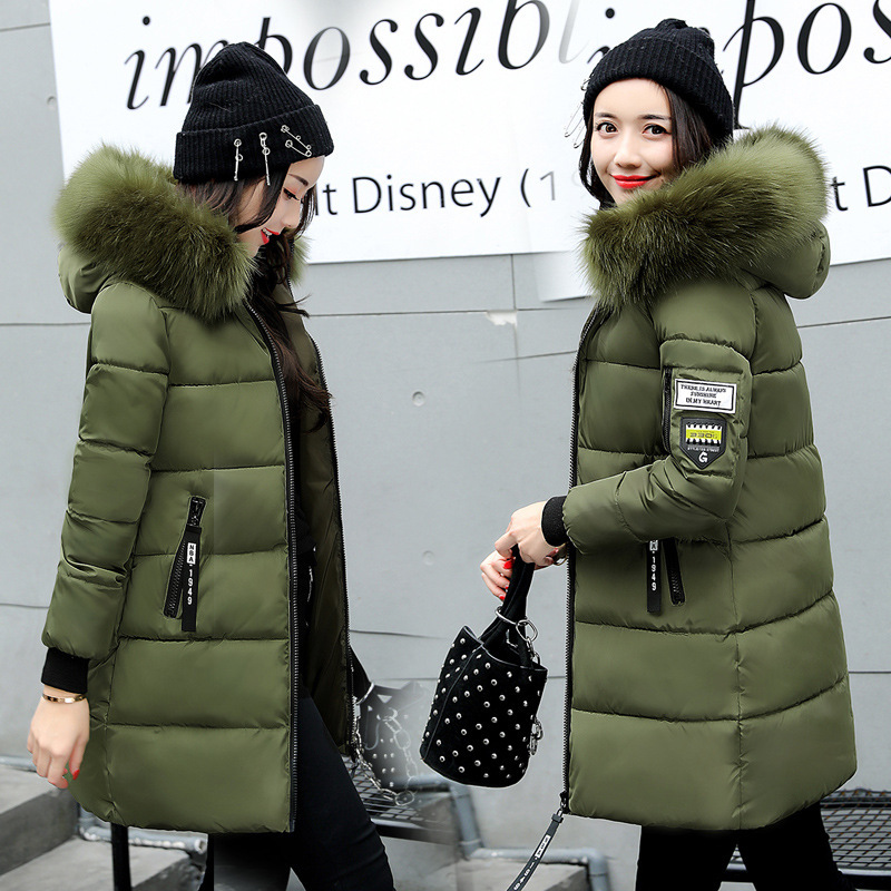 2022 New Korean Style Student Large Fur Collar Down Cotton-padded Coat Women's Winter Slim-fit Mid-length Fashionable Cotton-padded Coat