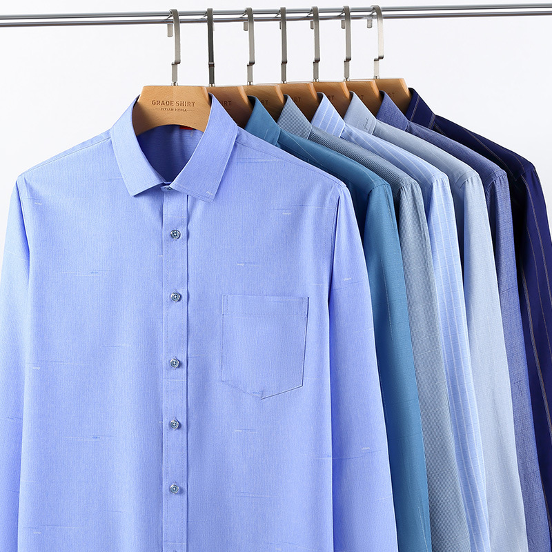 Spring New Men's Shirt Long-sleeved Business Casual Cardigan Square Collar Cotton Linen Middle-aged Dad Men's Shirt