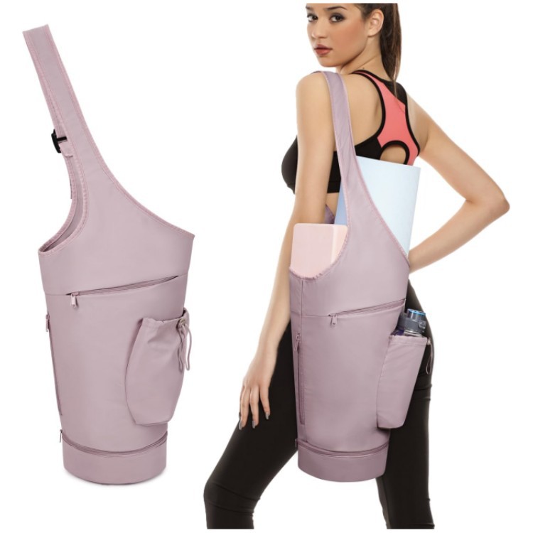 Borsa per tappetino yoga, borsa lunga con apertura grande per tappetino yoga, tasca impermeabile e borsa per bottiglia d'acqua con coulisse_voghion.com