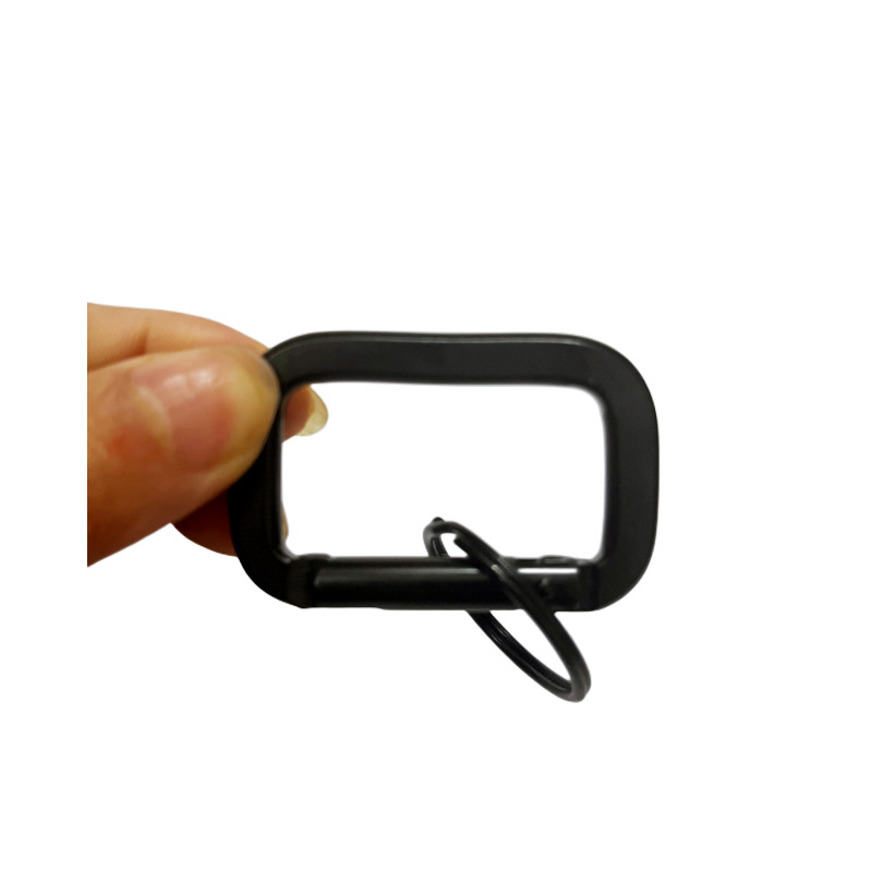 Spot wholesale rectangular mountaineering buckle aluminum alloy runway buckle with key ring square buckle black square buckle