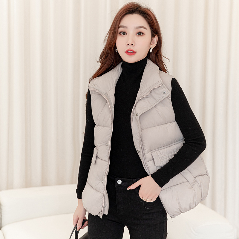Autumn and Winter new stand collar all-match down cotton vest women's thickened bread coat fashionable outer wear waistcoat Waistcoat Vest