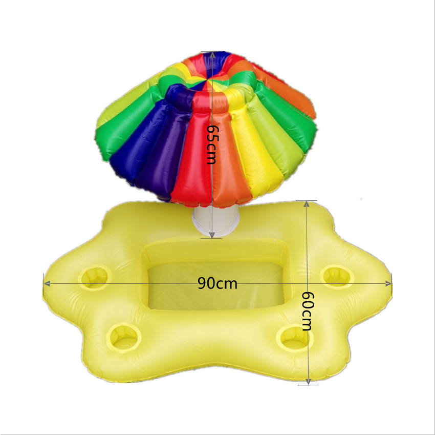 泳池戏水彩虹云椰树蘑菇冰吧 沙滩户外充气玩具杯垫食物饮料托盘