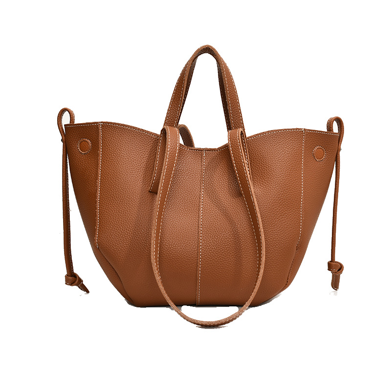 Cross-border 2024 French Style Wings Bag Litchi Pattern Fashionable Tote Bag Large Capacity Car Stitching Handbag Commuter Shoulder Bag