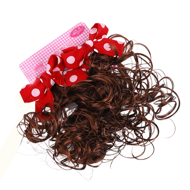 2022 new children wig girl baby long hair girl bow short curly hair Princess hairpin hair accessories headdress