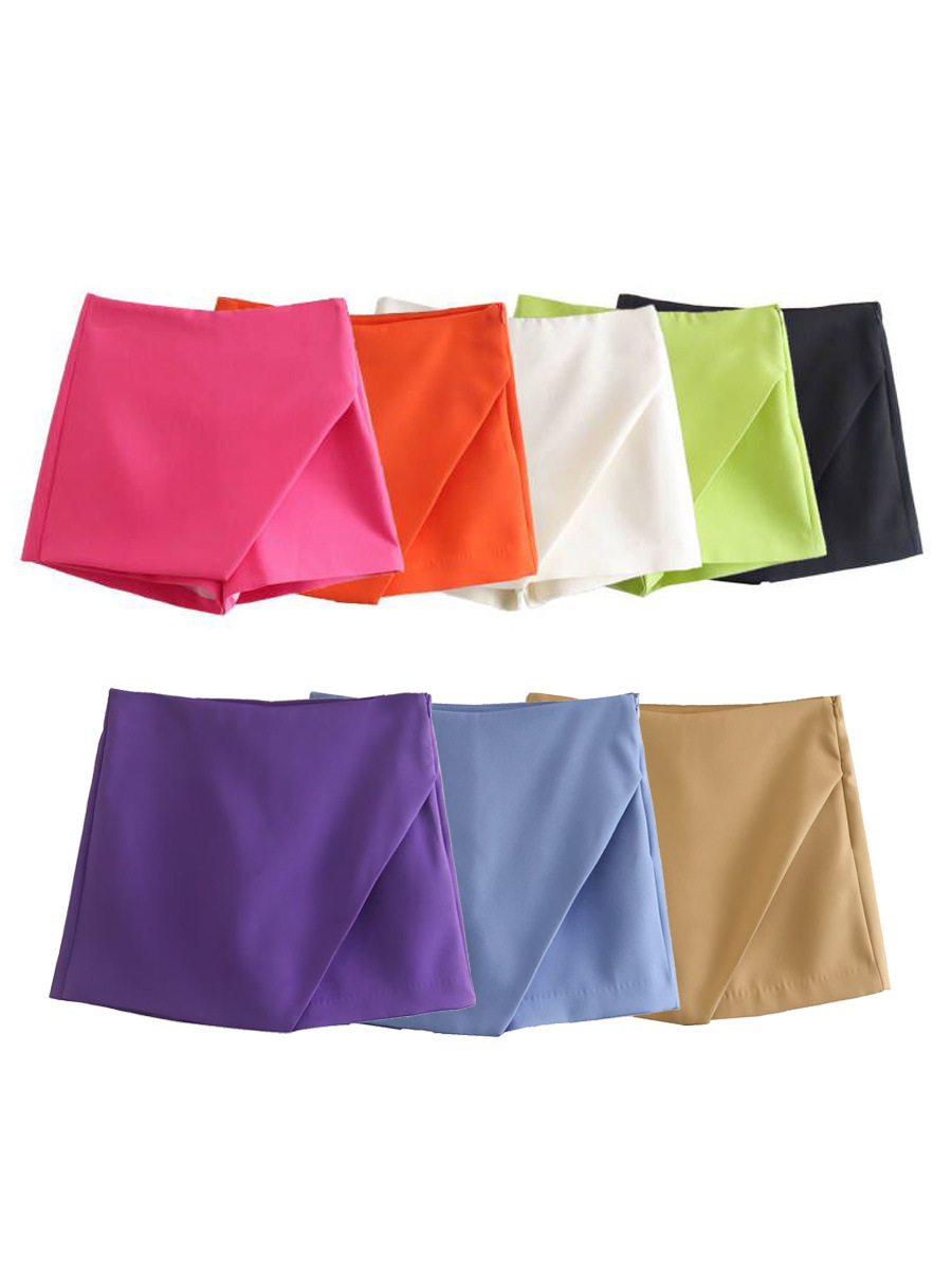 European and American foreign trade women's skirts wholesale fashion Joker solid color casual irregular high waist shorts women