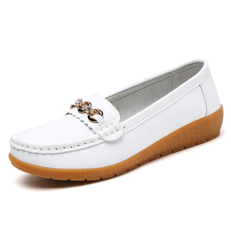 Genuine leather shoes for middle-aged and elderly mothers non-slip Oxford bottom shallow mouth versatile Korean style women's shoes plus size foreign trade steamed stuffed bun shoes for women